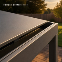 Pergola motorisée de luxe en aluminium avec éclairage LED, lames bioclimatiques réglables, gazebo extérieur