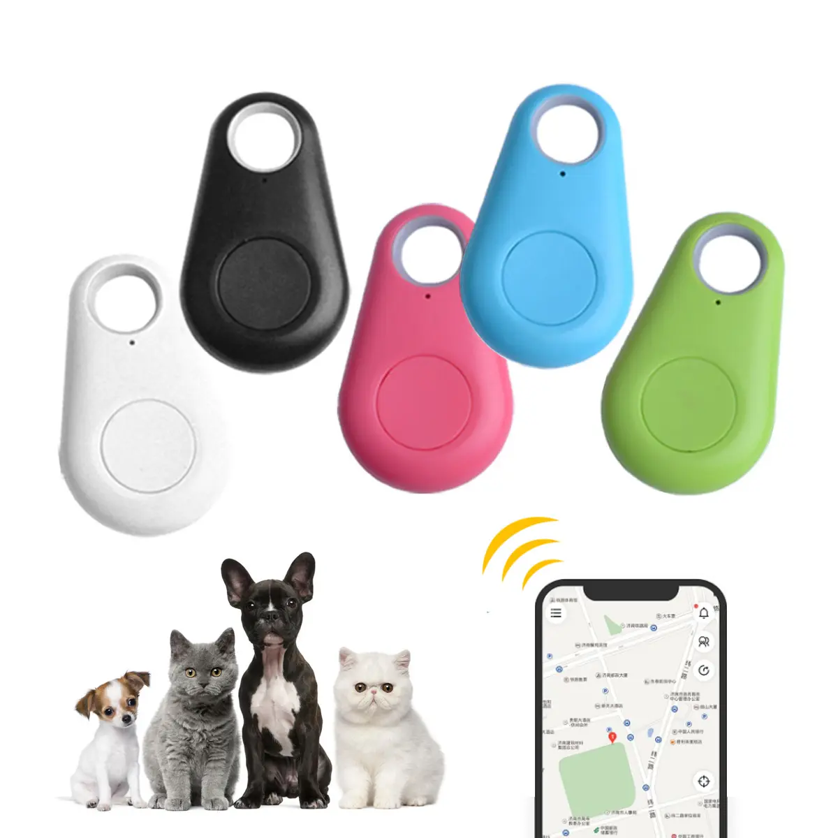 Akıllı GPS takip cihazı kablosuz Anti kayıp alarm sensörü Mini cihazı su geçirmez bulucu izleyici plastik köpek Gps evcil hayvan izleme cihazı 50 adet