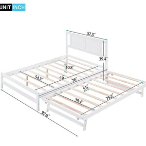 <span class=keywords><strong>Lit</strong></span> enfant simple en pin massif blanc avec <span class=keywords><strong>lit</strong></span> <span class=keywords><strong>gigogne</strong></span>, ensemble de meubles de chambre moderne et minimaliste, personnalisable pour filles, garçons et chambre d'amis - Product Image 6