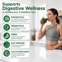 Super Greens Flavor 50 Fruits Légumes Complément Alimentaire à Base de Plantes Mélange en Poudre pour Boisson Adulte avec Champignons Probiotiques Fibres