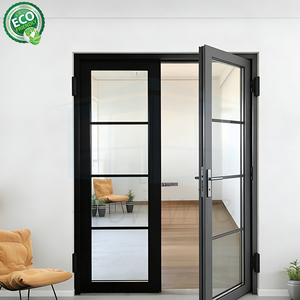 Porte d'entrée principale double en aluminium et verre moderne 2026 |   Feuille inégale avec verre trempé - Product Image 1