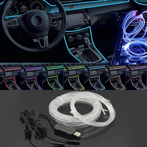 Phare de voiture <span class=keywords><strong>LED</strong></span> néon 13,12 pieds, <span class=keywords><strong>bande</strong></span> de fibre optique RVB colorée, télécommande USB, lampe décorative adaptable pour voiture - Product Image 2