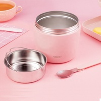 Pinkka — grand pot isotherme pour soupe, 32oz, 2 niveaux, isolé, étanche, avec poignée, ustensile de cuisine
