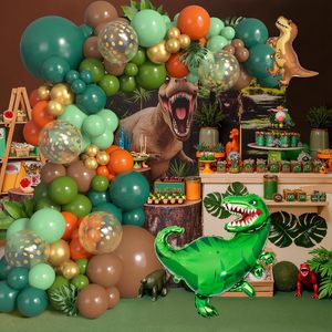 Kit de Guirnalda de Globos de Dinosaurios, Globos de Dinosaurios Verdes, Marrones y Naranjas, Hojas de Palma para Fiesta de Cumpleaños con Temática de Jungla/Safari - Product Image 3