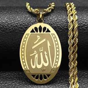 <span class=keywords><strong>Collana</strong></span> con Catena a Maglie in Acciaio Inossidabile Placcato Oro Giallo 14k con Ciondolo Scorrevole, Gioielli Islamici per Uomo e Donna, <span class=keywords><strong>60</strong></span> <span class=keywords><strong>cm</strong></span> - Product Image 1