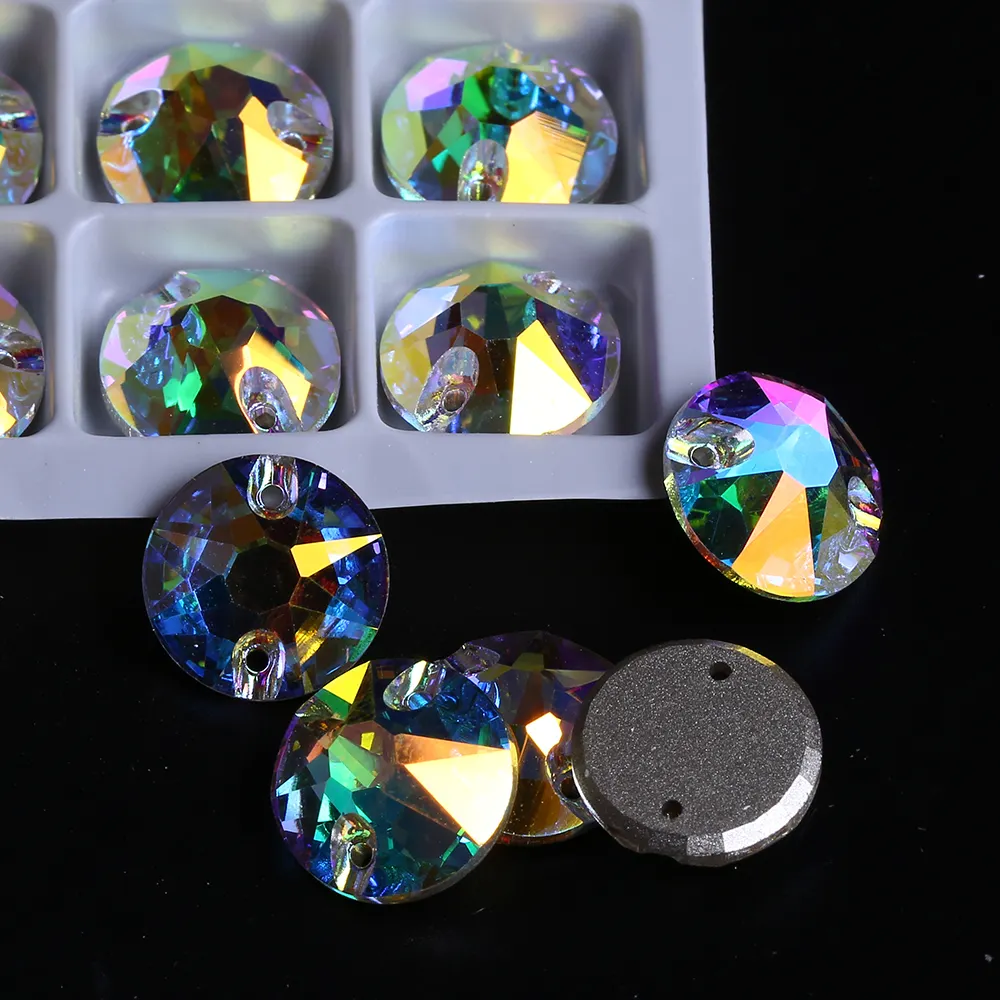 XULIN K9 Round Xirus Shape Bling Gems Stone Sewing Glass Sew on Rhinestones For Dress Garment