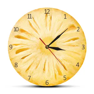 Fruits Pineapple Slice Clock Minimalism for Home Decor Office Kitchen Decorative Quartz Wall Clock