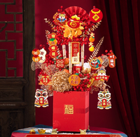 Set Hadiah Buah Keberuntungan Bunga Buatan dalam Ember untuk Dekorasi Tahun Baru Imlek Cina 2026 dan Tahun Baru Imlek Vietnam