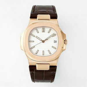 Montre mécanique de luxe de qualité supérieure, étanche, 40 mm, mouvement ETA 324 DDF Factory, 5711, poids 101 g, or rose, bracelet PP blanc - Product Image 1