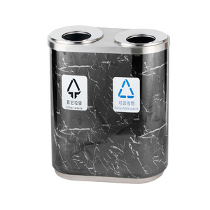 Contenedor de Reciclaje de Acero Inoxidable de Doble Compartimento, 12L, para Uso en Interiores y Exteriores, para Hospitales, Centros Comerciales, Hoteles - Product Image 2