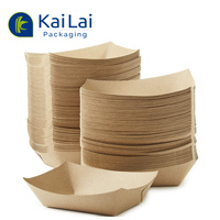 Barquettes jetables en papier biodégradables en gros pour sushis, assiettes de service en forme de bateau pour aliments, en stock