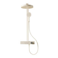 Fabricant chinois de système de douche avec commandes à touches piano, robinetterie en aluminium blanc crème à montage mural, ensemble complet de douche et de bain avec LED