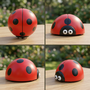 Tambour de récupération magnétique en plastique en forme de coccinelle rouge pour enfants - Product Image 2