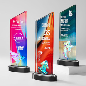 Custom Crystal <b>Trophies</b> With Color Printing Laser <b>Engraved</b> Glass Awards For Conference Business Gifts Various Sizes - Product Image 3