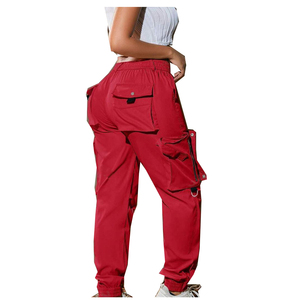 Haute qualité personnalisé élastique cordon taille jambe droite Streetwear fermeture éclair décoration femmes Cargo <span class=keywords><strong>pantalon</strong></span> - Product Image 4