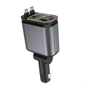 Universal Car <b>Charger</b> 120W 4-in-1 Fast Car <b>Charger</b> with Retractable <b>Type</b>-<b>C</b> <b>Cables</b> Multi-port Fast Charging 180 Degree Rotation - Product Image 1