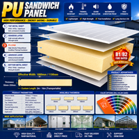 Panneaux sandwich en PU, résistants au feu, résistants à l'eau, écologiques, couleur, taille et épaisseur personnalisées, pour villa, atelier, façade