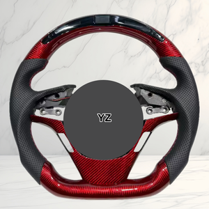 Volante Deportivo Personalizado de Fábrica YZ con LED Inteligente, Fibra de Carbono Roja y Cuero para <span class=keywords><strong>Hyundai</strong></span> Veloster Tiburon Genesis <span class=keywords><strong>Coupe</strong></span> 2.0T 3.8 BK <span class=keywords><strong>2008</strong></span>+ - Product Image 1