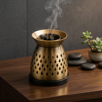 Pembakar Bakhoor Logam Desain Berlubang Dekoratif Tempat Dupa Arang Pembakar Aroma Rumah Arab