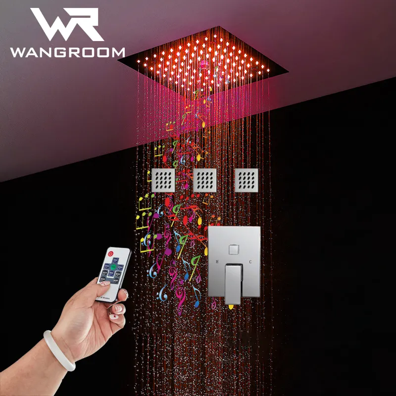 WR Led Shower Set Emotional Appeal Shower Intelligent Top Spray Bath Bathroom Thermostat Control Shower Head