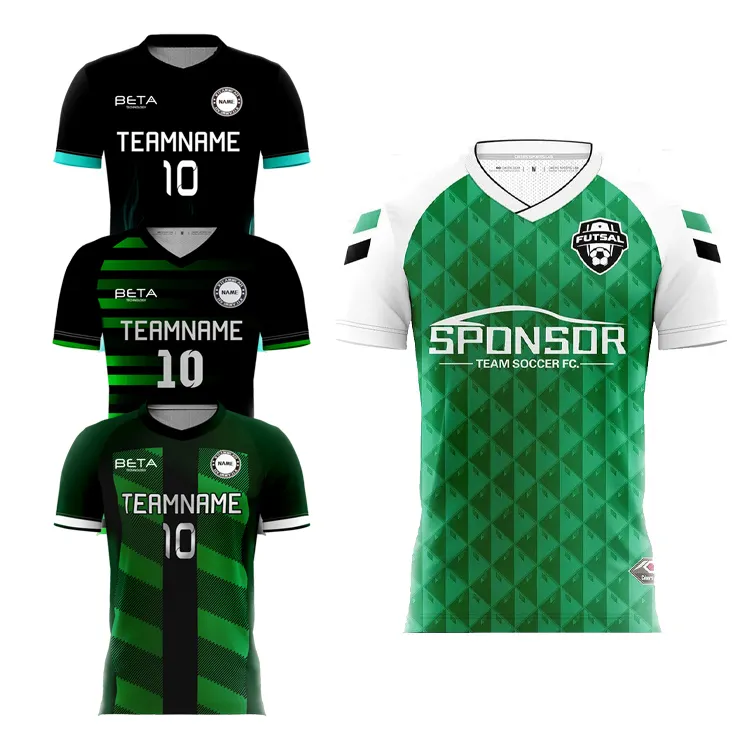 Kaus sepak bola generik kualitas tinggi kaus sepak bola pembuat jersey dengan pemasok grosir murah jersey sepak bola putih dan hijau