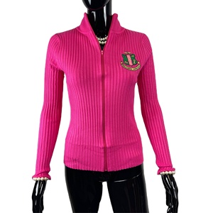 Personalizado OEM ODM Fabricante Mulheres Camisola Faculdade Malha Textura RIBBED ZIP SWEATER <span class=keywords><strong>Cardigan</strong></span> - Product Image 1