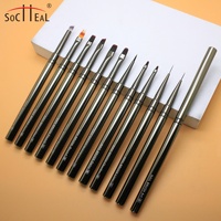 Pinceau à ongles acrylique YALIXIN personnalisé pour manucure, liner fin, marque privée OEM, poils Kolinsky/Nylon, plat/ovale, manche métallique serti