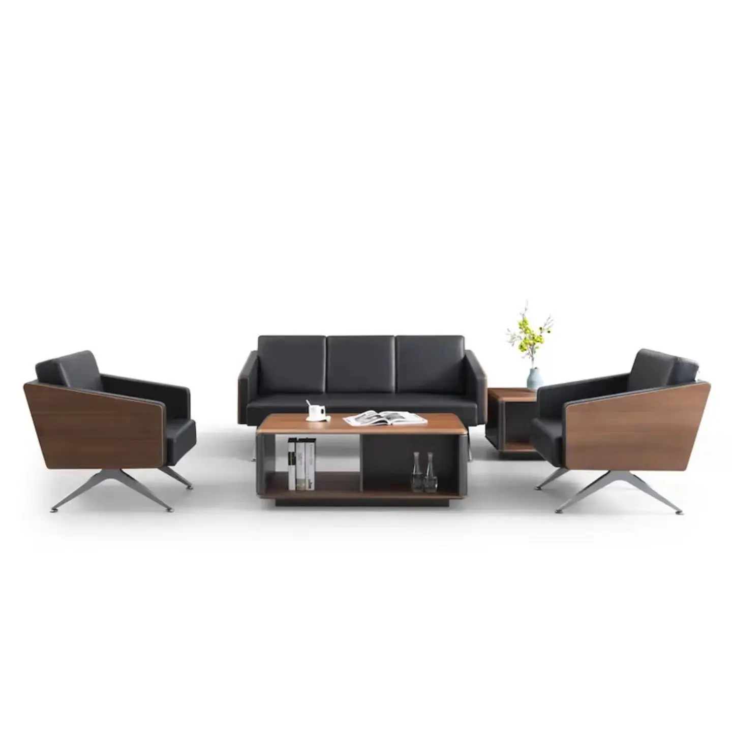 Bán buôn tùy chỉnh kinh doanh đàm phán văn phòng couch da chất liệu 3-seater phòng chờ ghế bành đồ nội thất hiện đại sofa văn phòng