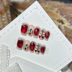 <span class=keywords><strong>Uñas</strong></span> Postizas de Lujo para Año Nuevo, Color Rojo, con Puntas Desmontables, Acrílicas, Hechas a Mano, de Alta Calidad, Venta al Por Mayor - Product Image 3