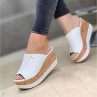 Chaussures femmes sandales compensées à semelle épaisse bouche de poisson