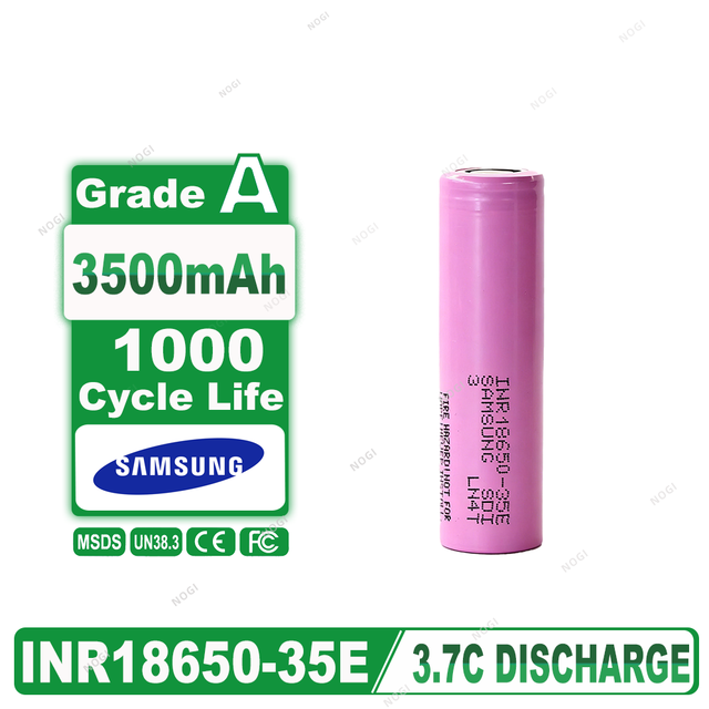 High Efficiency Samsung NMC 3.7V 3500mAh Cylindrical Rechargeable Cell