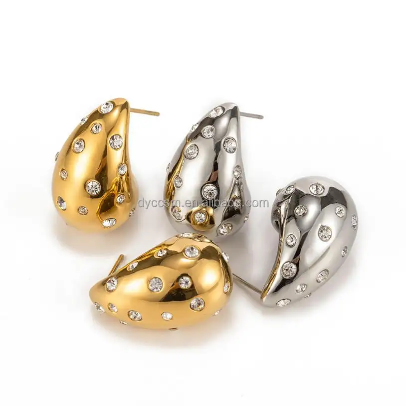 Earrings18K altın kaplama paslanmaz çelik ankastre zirkon küpe INS kadın moda küpe takı toptan su geçirmez takı