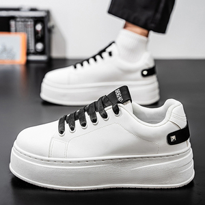 Zapatillas Deportivas Blancas con Cordones para Hombre, Tallas 39-44, Transpirables, Modernas y Versátiles, con Suela Gruesa y Elevada, Casuales y a la Moda - Product Image 3