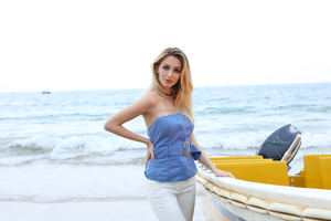 Top de tubo azul sin mangas y hombros descubiertos para mujer <span class=keywords><strong>con</strong></span> botones - Product Image 4