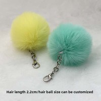 Pendentif boule de fourrure de lapin en gros d'usine 7cm, accessoires pour bagages et vêtements pour femmes, porte-clés