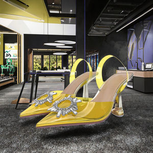 Chaussures à talons en strass bleu-vert pour femme, respirantes, antidérapantes, en PVC, nouvelle collection printemps-été-automne-hiver - Product Image 1