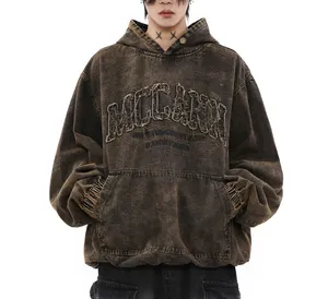 Sweats à capuche 100 en coton personnalisés avec logo imprimé pour hommes Sweat à capuche surdimensionné pour l'extérieur pour hommes