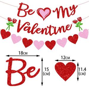 Guirlande avec message « Soyez mon Valentine » et roses pour la fête de la Saint-Valentin, fiançailles, anniversaire, décorations, ensemble de fournitures - Product Image 4