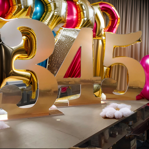Decoración del banquete de boda 3Ft grande 3D oro Metal acrílico marquesina letras y números 50 tamaño personalizado oro rosa espejo Moq uno - Product Image 1