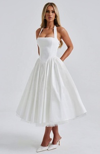 Vestido <span class=keywords><strong>de</strong></span> Verano Chic con Cuello Halter, Sin Mangas, Elegante, para Fiesta, con Cordones, Corte A, Ajustado, Sexy, para Mujer - Product Image 2