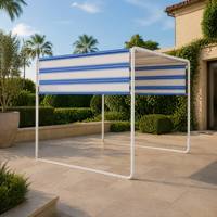 Auvent rétractable d'extérieur à rayures, toile résistante aux UV, structure en aluminium, pour balcon, terrasse, jardin, patio, bord de piscine, personnalisable