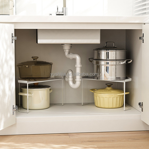 Organizador de armario de almacenamiento de cocina apilable Yushijia debajo del fregadero, bandeja de esquina y estante para ollas - Product Image 1