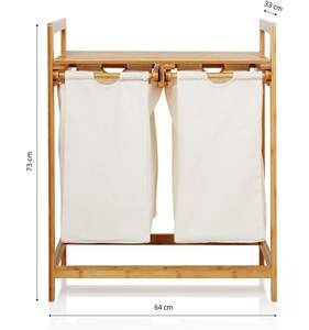 Étagères <span class=keywords><strong>de</strong></span> <span class=keywords><strong>panier</strong></span> à <span class=keywords><strong>linge</strong></span> en bambou-<span class=keywords><strong>Panier</strong></span> à <span class=keywords><strong>linge</strong></span> coulissant à 2 sections pour chambre à coucher et salle <span class=keywords><strong>de</strong></span> bain - Product Image 3