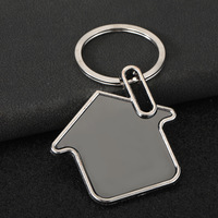 Porte-clés vierge double face en alliage de zinc, design moderne, minimaliste et tendance, en forme de cœur, de rectangle et de maison, pour gravure laser DIY