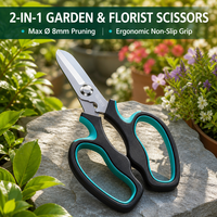 Sécateur à main GT001 en acier inoxydable, avec poignée ergonomique en TPR, pour plantes et fleurs de jardin
