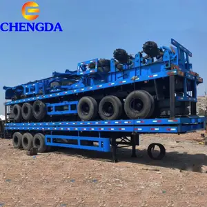 BPW धुरों 3 धुरा 45ft कंटेनर semitrailer flatbed शिपिंग ट्रेलर