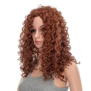 FUJIA 20-Inch Long Big Bouffant Curly Wigs for Women Synthetic Heat Resistant Fiber Hair Pieces with Wig Cap (Dark Copper Red)