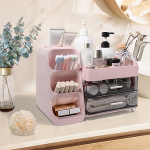 Kotak penyimpan alat rias wajah, meja rias dengan tempat kuas untuk Semir kuku, Lipstik, perhiasan parfum - Product Image 4