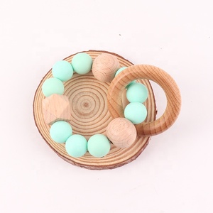 Nouveau Style <span class=keywords><strong>de</strong></span> Bracelets en perles <span class=keywords><strong>de</strong></span> Silicone en hêtre <span class=keywords><strong>de</strong></span> qualité alimentaire, ornement artisanal en bois, <span class=keywords><strong>anneau</strong></span> <span class=keywords><strong>de</strong></span> <span class=keywords><strong>dentition</strong></span> pour bébé - Product Image 5
