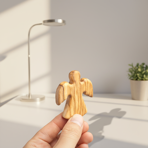 Ornement créatif en bois d'<span class=keywords><strong>olivier</strong></span> en forme de croix d'ange ailé, écologique, pour baptême et prière, gravure artisanale, <span class=keywords><strong>marque</strong></span> TTXP - Product Image 4